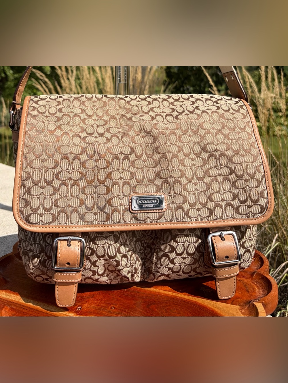 Coach Signature Jacquard Small Messenger Crossbody Bag F70283 - Picture 16 of 17